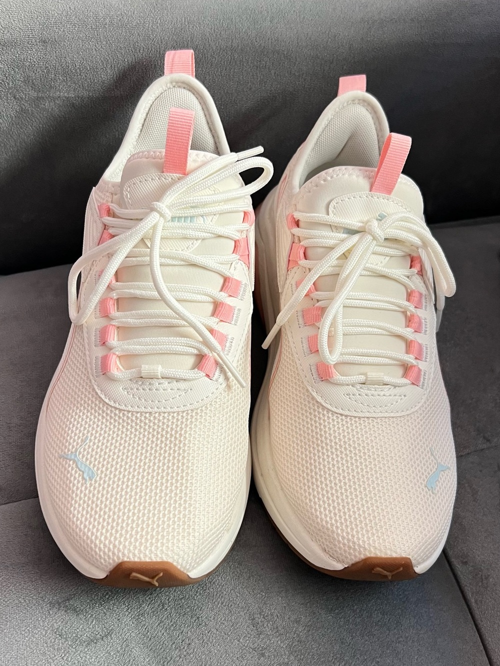 Puma Women's White Sneakers with Pink Accents